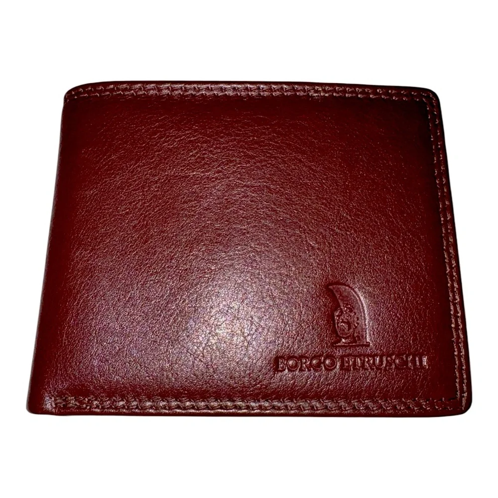 BORGO ETRUSCHI men’s slim bifold leather wallet made in Italy. WLT 5
